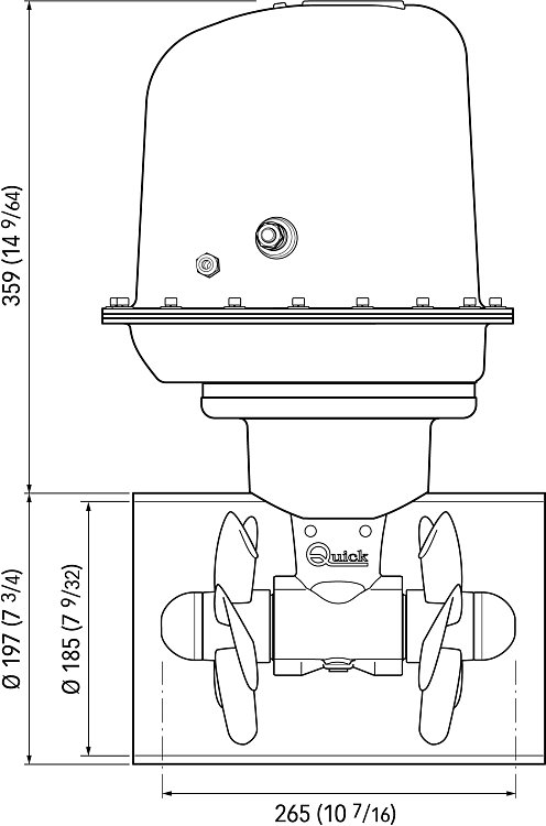 BOW THRUSTER 185MM 85KGF 12V 4,3KW ΔΙΠΛΗΣ ΠΡΟΠΕΛΑΣ QUICK