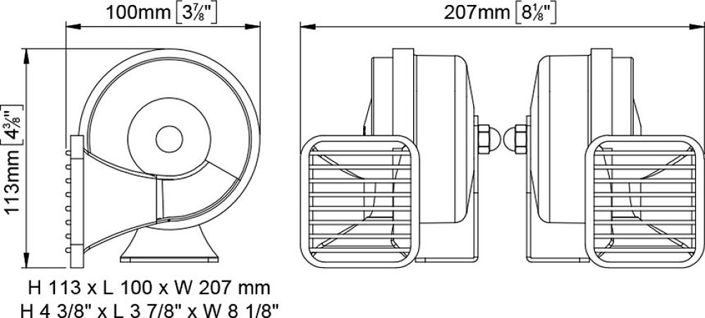 ΚΟΡΝΑ ΣΑΛΙΓΚΑΡΟΣ 116dB 12V ΔΙΠΛΗ ΕΠΙΧΡΩΜΙΩΜΕΝΗ MT2 MARCO
