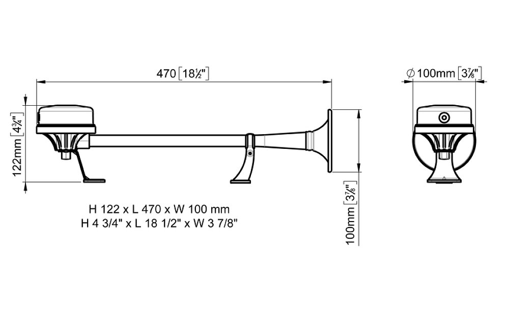 ΚΟΡΝΑ ΤΡΟΜΠΕΤΑ 118dB 12V 400MM INOX EM2 MARCO