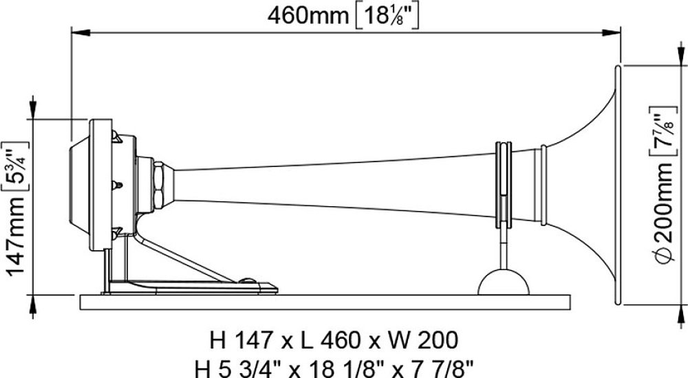 ΚΟΡΝΑ ΤΡΟΜΠΕΤΑ >120dB 12V 460ΜΜ ΛΕΥΚΗ PW2 MARCO