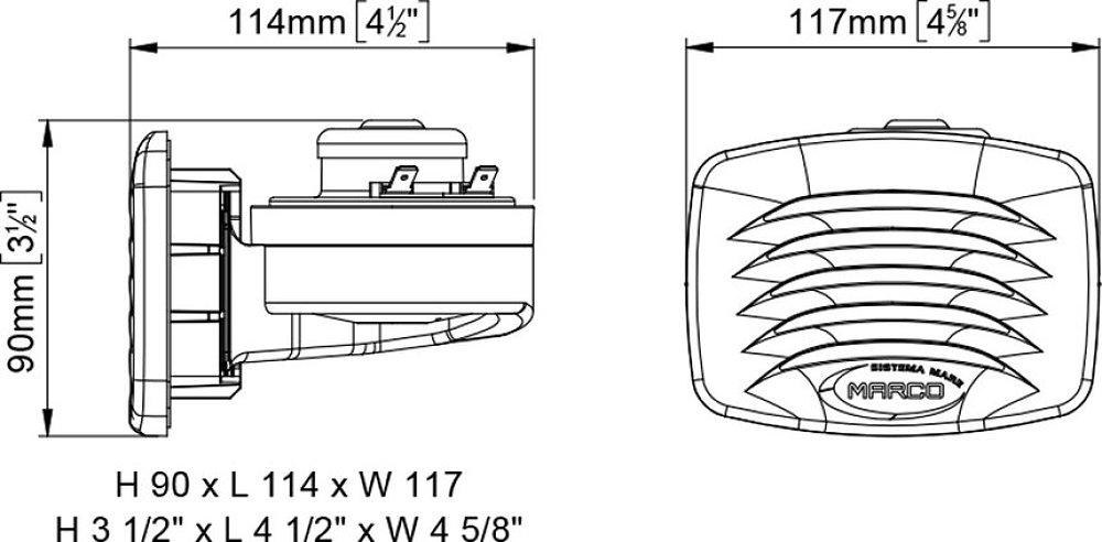 ΚΟΡΝΑ ΧΩΝΕΥΤΗ 108dB 12V ΛΕΥΚΗ SM1 MARCO