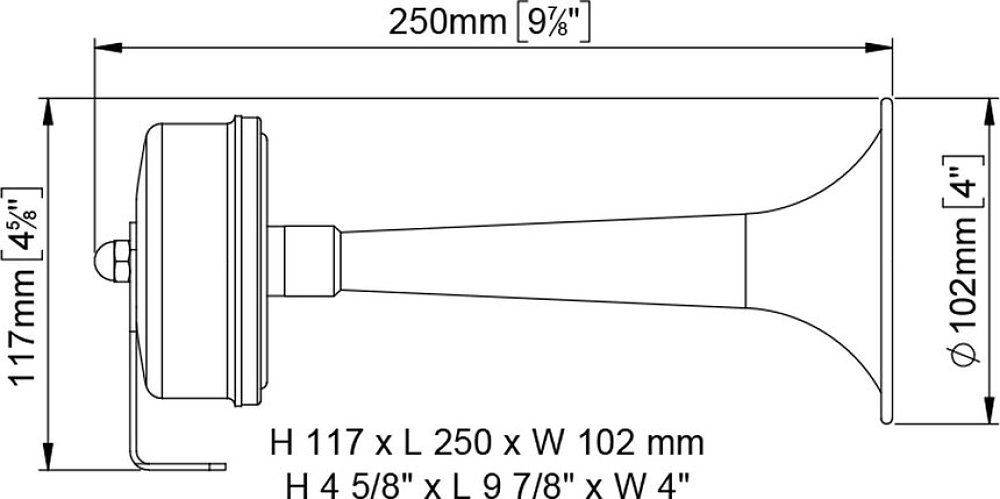 ΚΟΡΝΑ ΤΡΟΜΠΕΤΑ 114dB 12V 250MM ΛΕΥΚΗ TCE MARCO