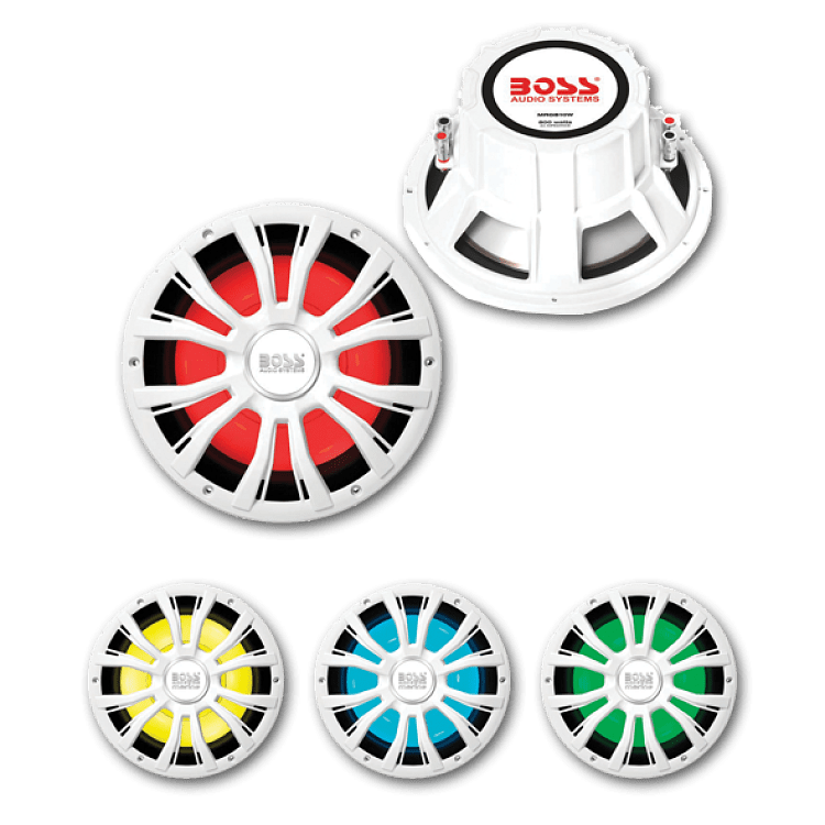 SUBWOOFER 10" 800W LED RGB ΛΕΥΚΟ BOSS MARINE
