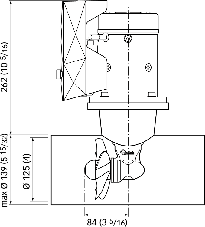 BOW THRUSTER 125MM 40KGF 12V 2,2KW QUICK