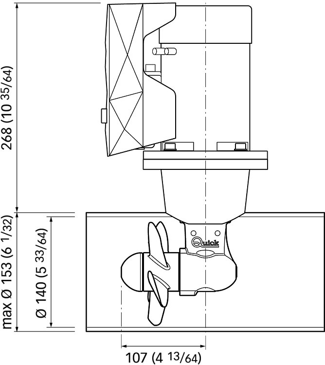 BOW THRUSTER KIT 140MM 40KGF 12V 2,2KW QUICK