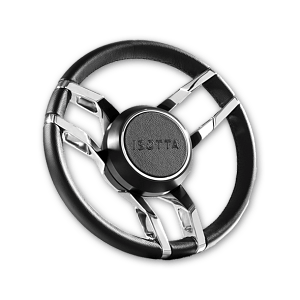 ΤΙΜΟΝΙ 350ΜΜ FRASCO ΜΑΥΡΟ ΔΕΡΜΑ/ΙΝΟΧ ISOTTA LOGO