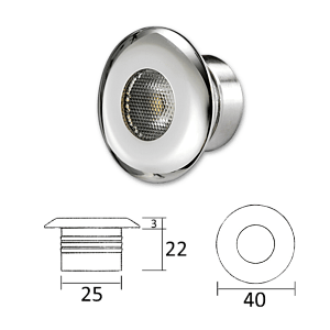 ΠΛΑΦΟΝΙΕΡΑ 3 LED 40ΜΜ 3W 12/24V ΧΩΝΕΥΤΗ ΙΝΟΧ